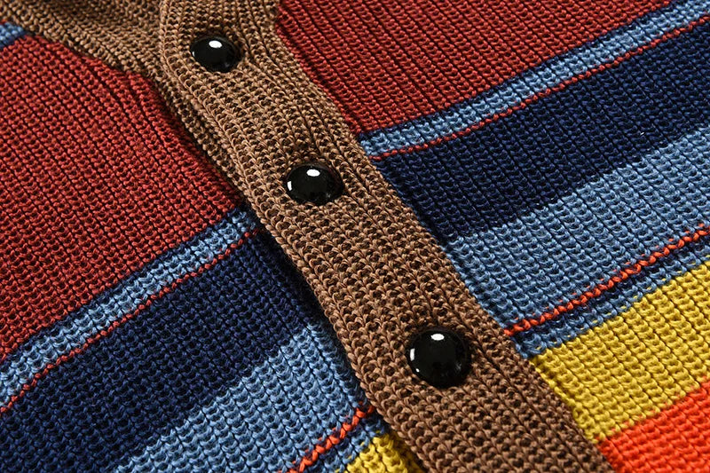 Lunero Eindhoven™ Siebe Gebreid Vest | Trendy meerkleurig vest met knopen