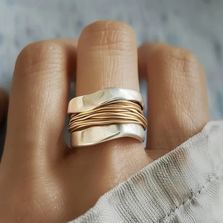 Zilveren Ring met Gouden Accenten - Solaira