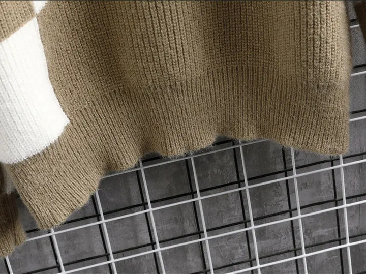 Lunero Eindhoven™ Color Patch Trui | Geruite gebreide trui