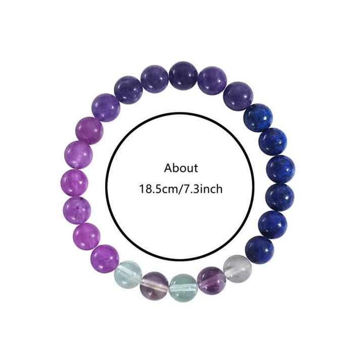 Bransoletka przeciw lękowi z ametystem, lepidolitem i lapis lazuli - Aurora