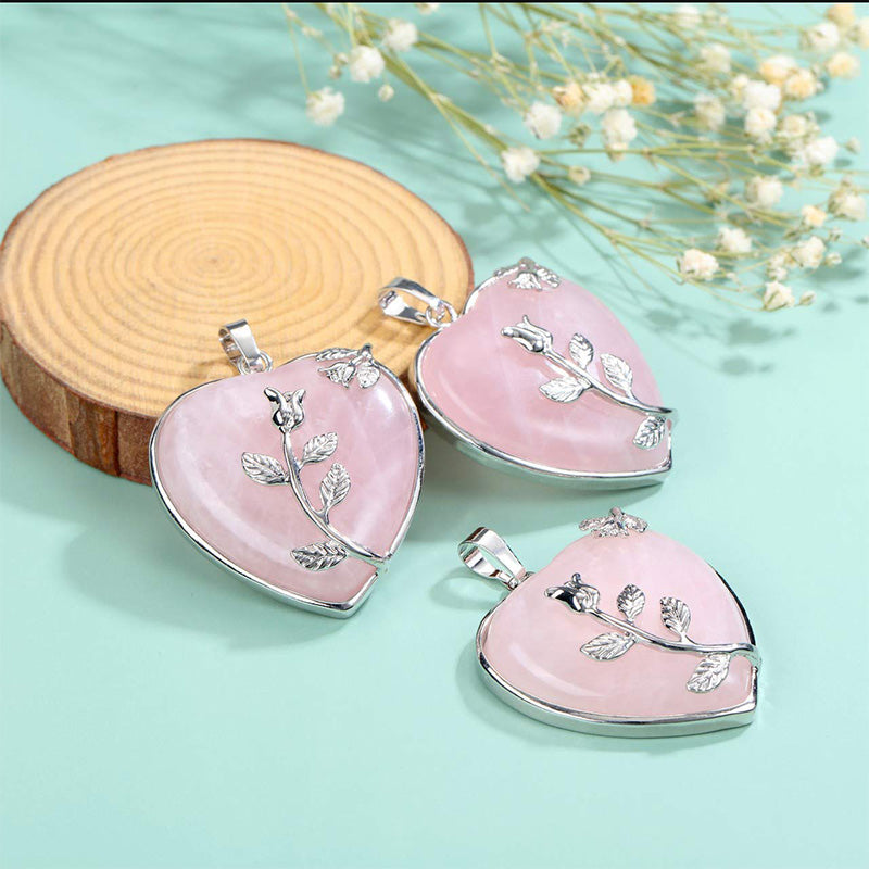 Stijlvolle Hartvormige Rozenedelsteen Halsketting - Amara