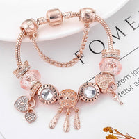 Rose Dreamcatcher Armband met Charms in Sterling Zilver - Rosa