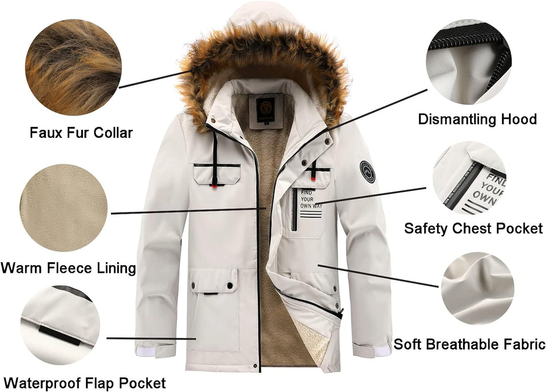 Lunero Eindhoven™ Winterparka met Fleecevoering | Winddicht jack met capuchon