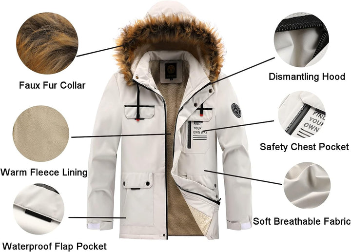 Lunero Eindhoven™ Winterparka met Fleecevoering | Winddicht jack met capuchon