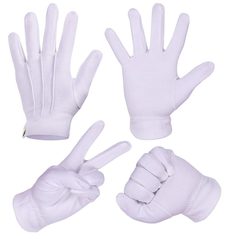 Białe Bawełniane Rękawiczki Świętego Mikołaja - Ostrokrzew