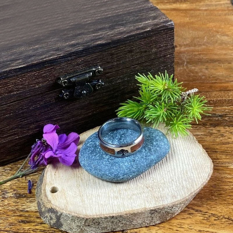 Stijlvolle Levensboom Ring van RVS voor Dames - Elina