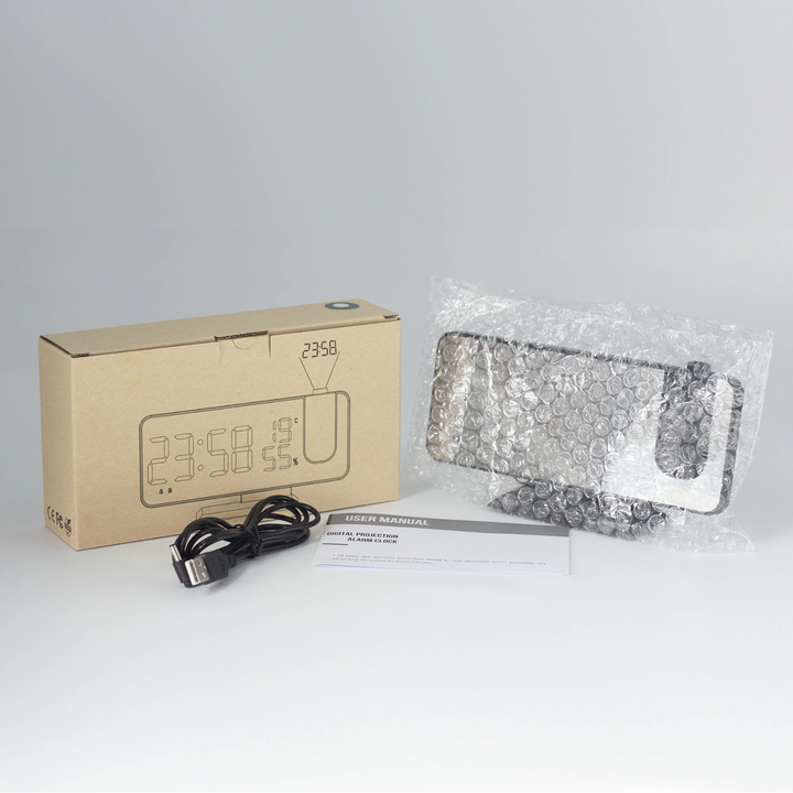 Lunero Eindhoven™ Astronatic™ | De Beste Alarmklok met LED Scherm - 180° Projector - USB lader