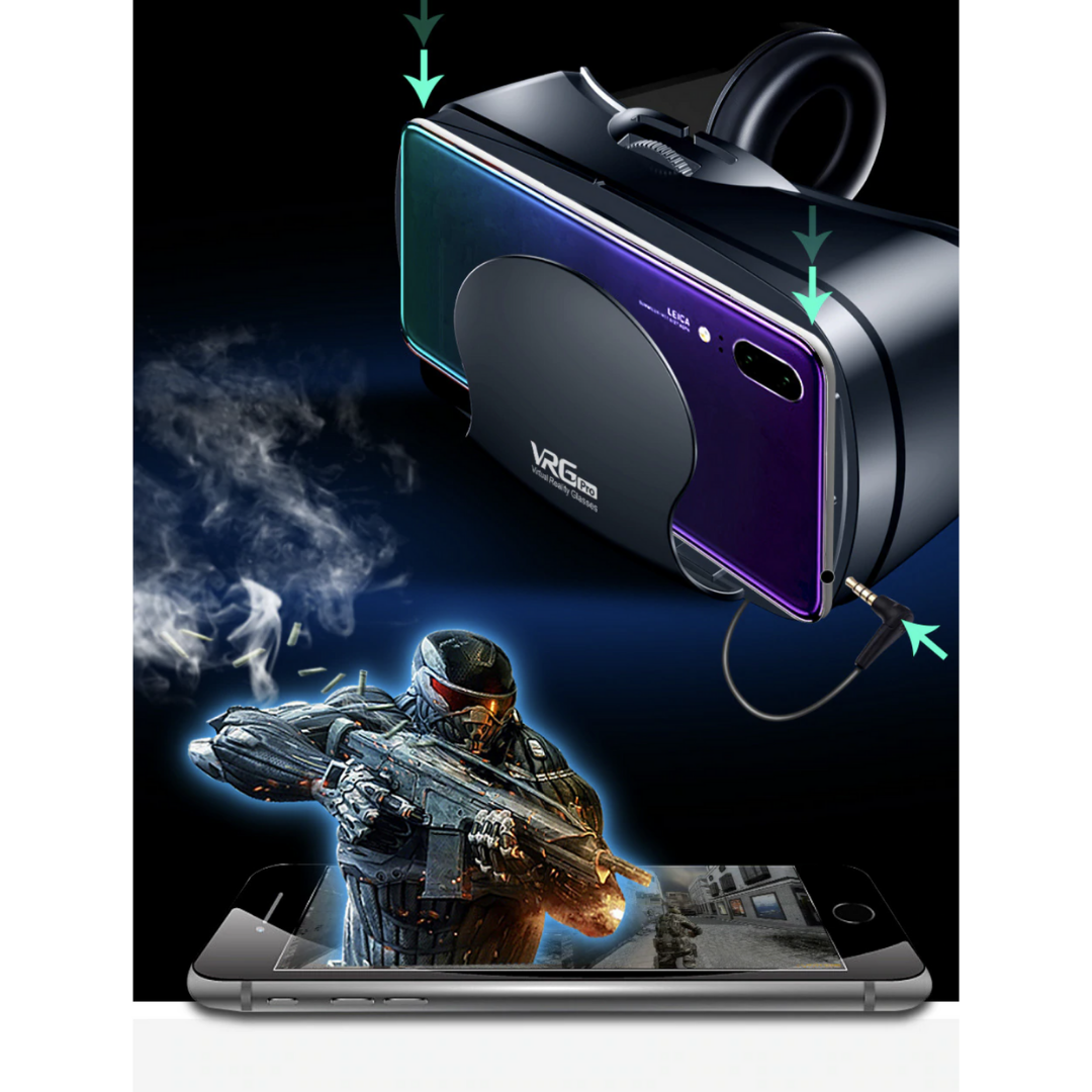 Lunero Reality PRO+™ | Smart VR Bril met Geïntegreerde Headset voor iPhone & Android